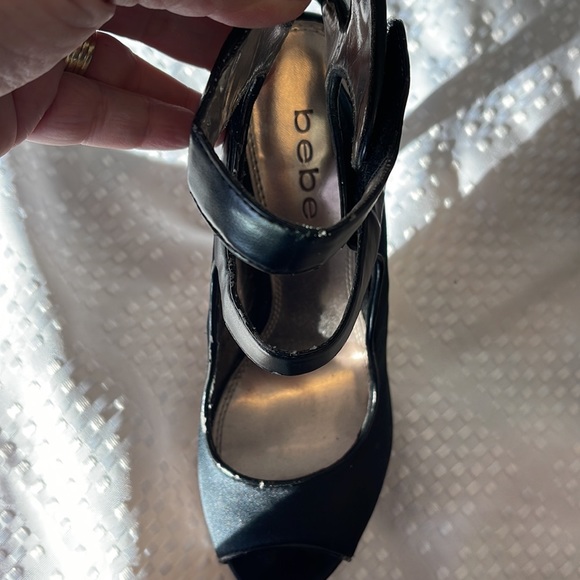 🌸Bebe 6” platform black stilettos high heels with adjustable Velcro straps - Picture 9 of 12